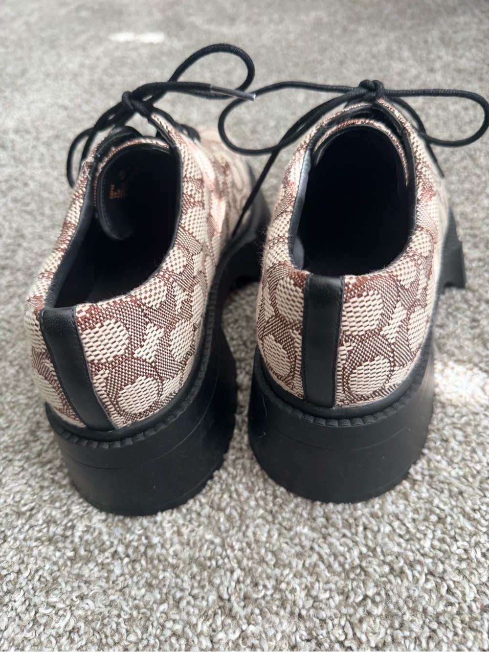 Coach Signature Monogram Lace-Up Platform Shoes in Beige Brown - Picture 4 of 4